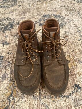 Carhartt Brown Men's Work Boots - Durable Leather Lace-Up Size 10